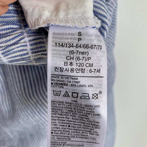 Gap Kids Linen-Cotton Pull-On Dolphin Shorts blue and white stripes - Picture 8 of 9